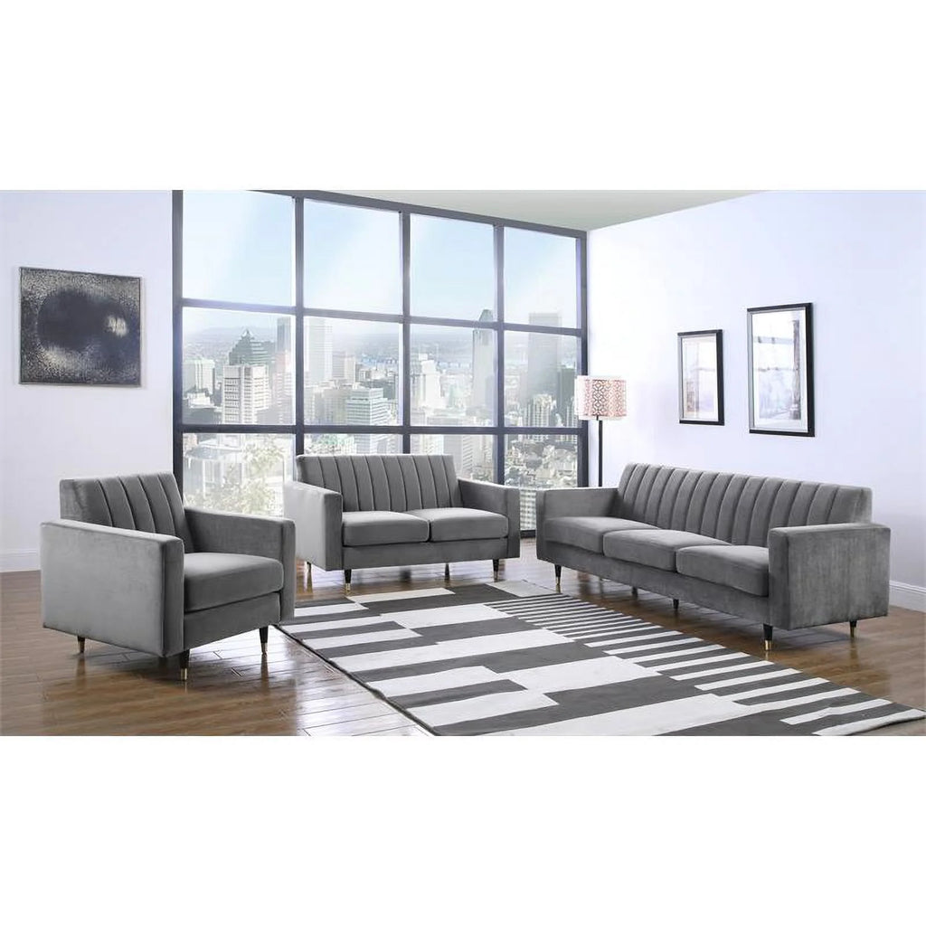 Contemporary Velvet Loveseat and Sofa Y408661