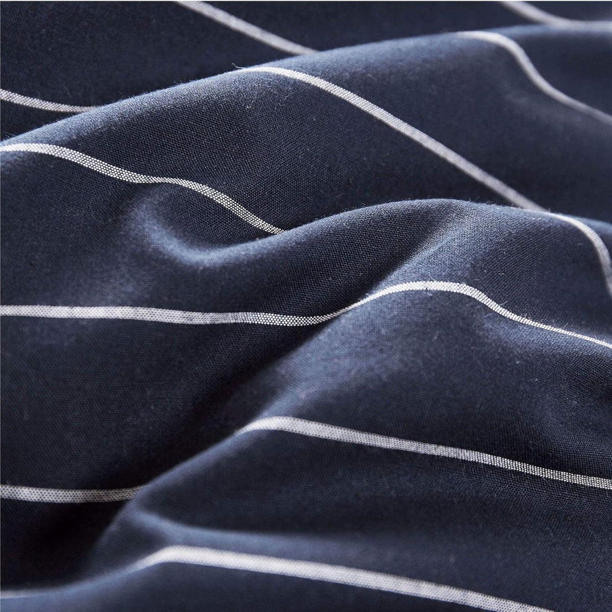 Navy Striped Comforter Set, 100% Washed Cotton, Queen Size F68683