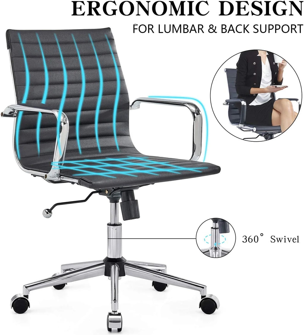 Black 320Lbs Ergonomic Office Chair with Caster Wheels P52628