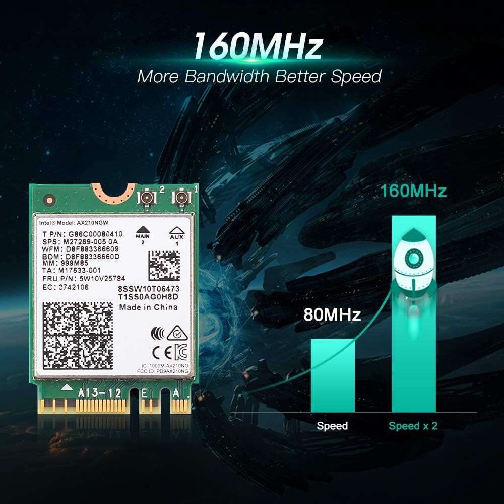WiFi 6E Card AX210 Bluetooth 5.2 Tri-Band 5400Mbps Wireless Module Pack of 2 D348800