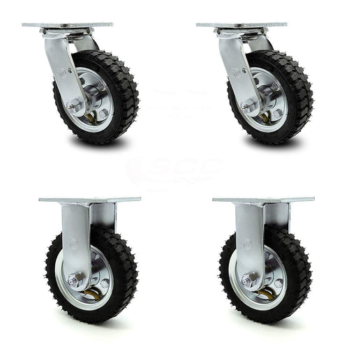 10" Pneumatic Rigid Caster, Black Rubber Wheel, 350 lbs. Capacity, Pack of 2 A8459