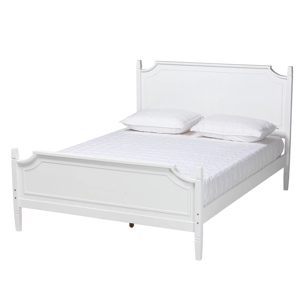 White Wood Queen Size Platform Bed W6971