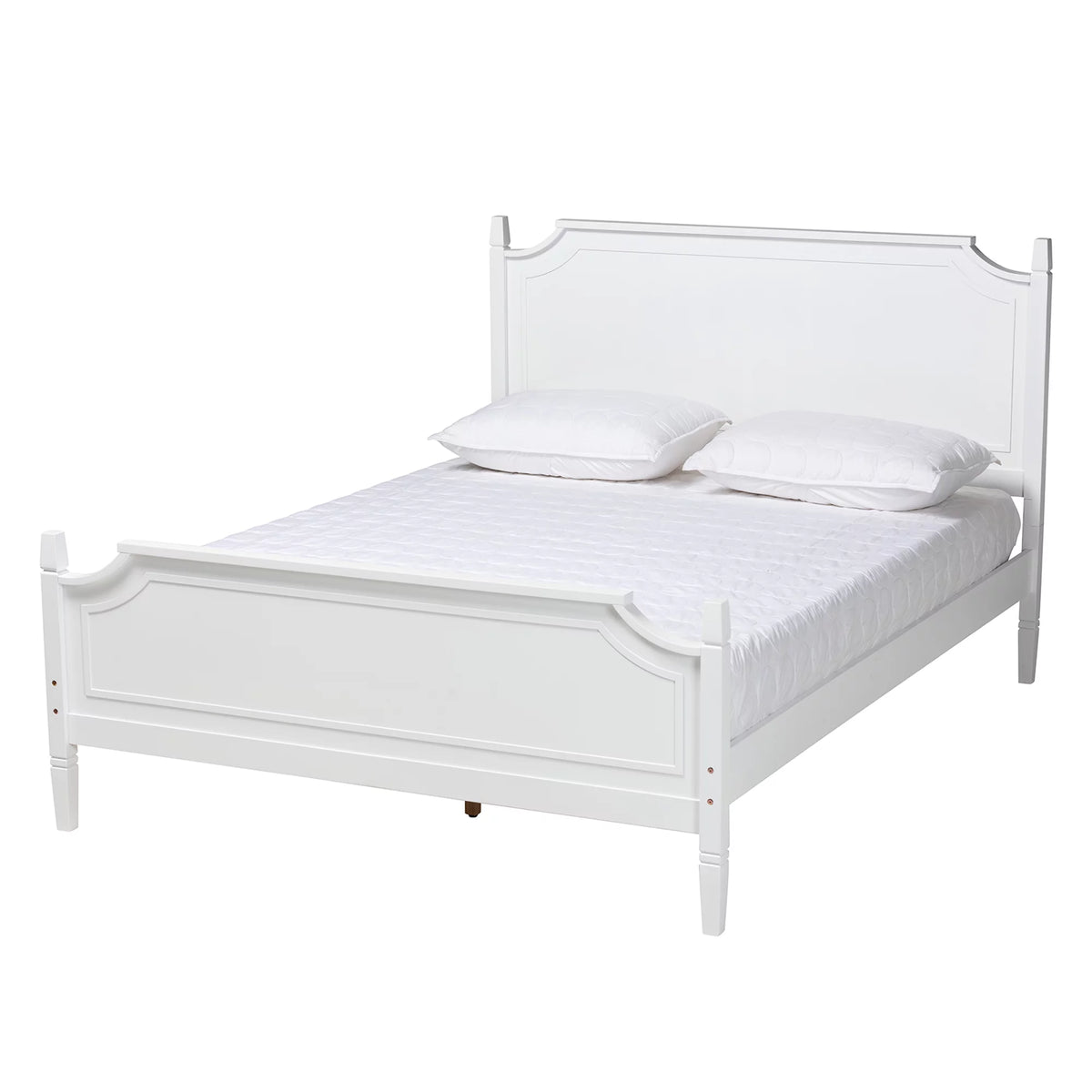 White Wood Queen Size Platform Bed W6971