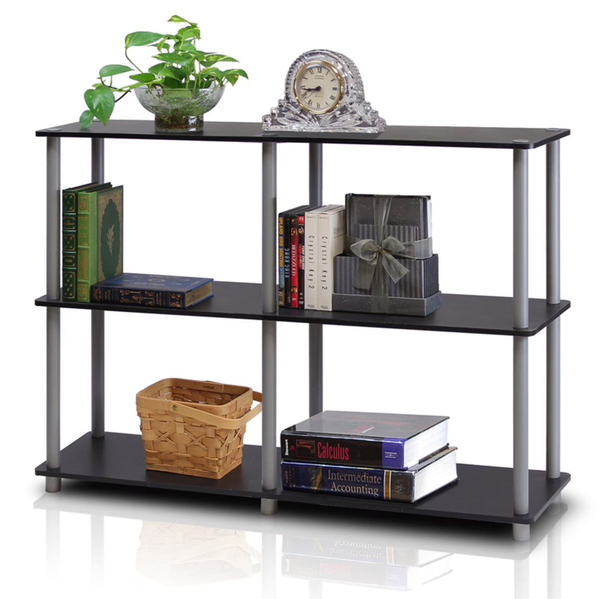 3-Tier Double Size Storage Display Rack in Black/Gray E937