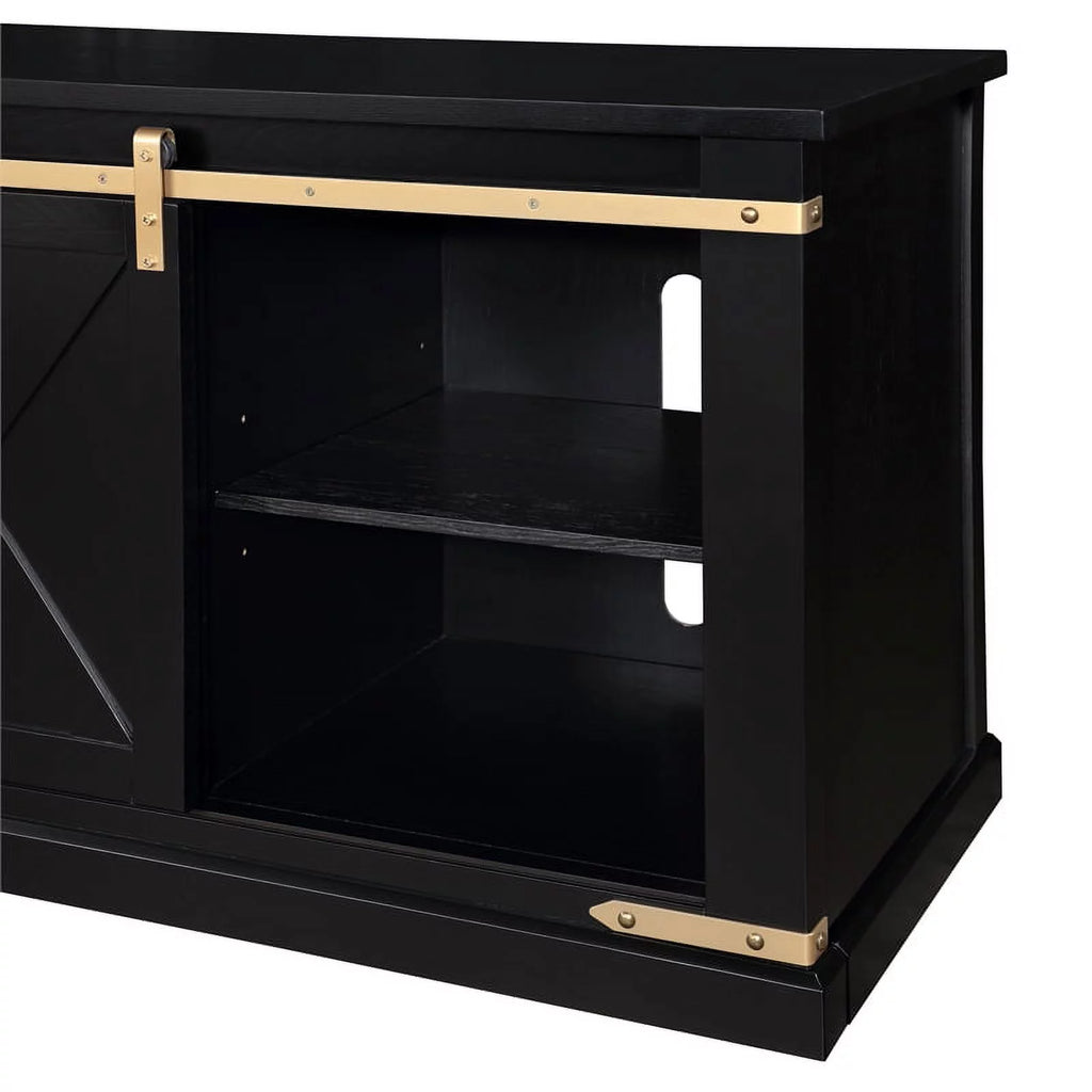 Birch Wood 72" TV Stand in Black and Gold C54362