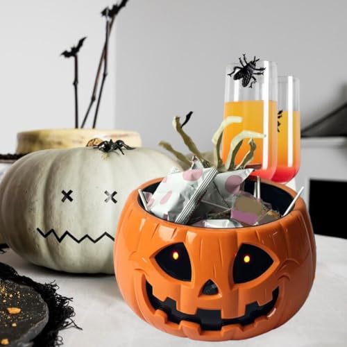Skull Bowl with Lighted Red Eyes and Moving Skeleton Hand H777