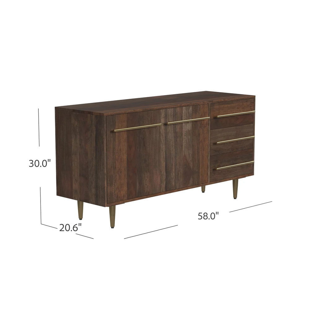 Dark Brown 3-Drawer 2-Door Wood Console Table P277807