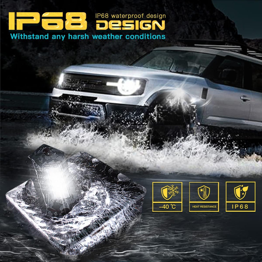 White LED Rock Lights 12 Pods Waterproof U4873