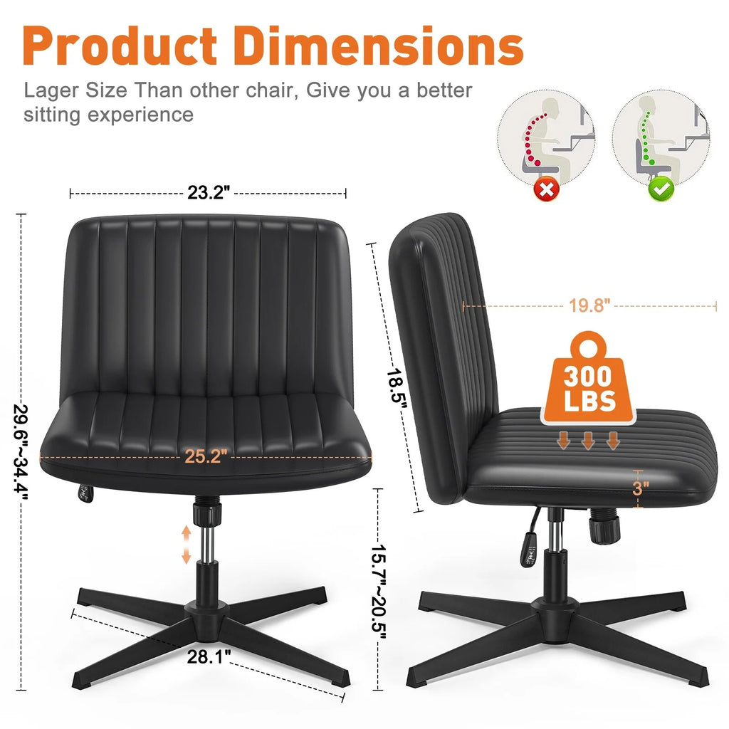 Armless Criss Cross Legged Adjustable Swivel Office Desk Chair A709
