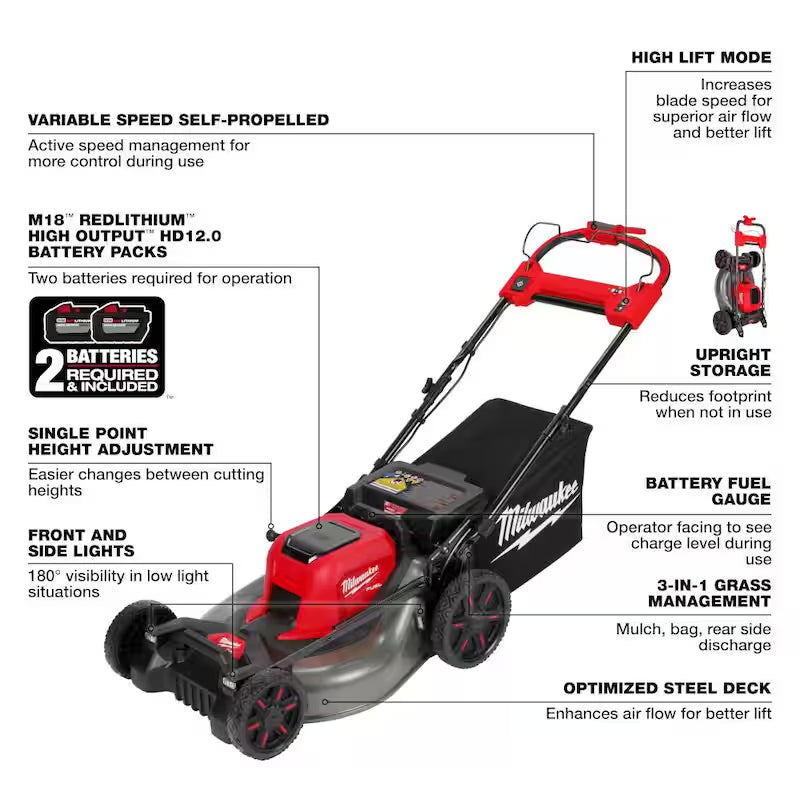 Brushless Cordless 21 in. Self-Propelled Lawn Mower with Hedge Trimmer O53154