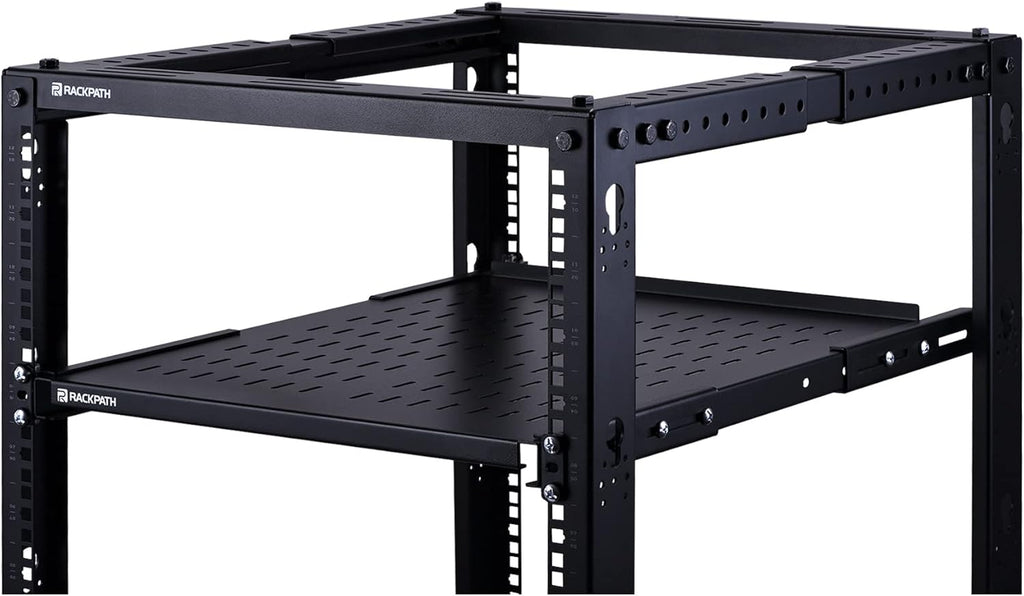 1U Adjustable Server Rack Shelf, 21.65 – 30.8 Inches, 242lbs Capacity, Pack of 2 V6543