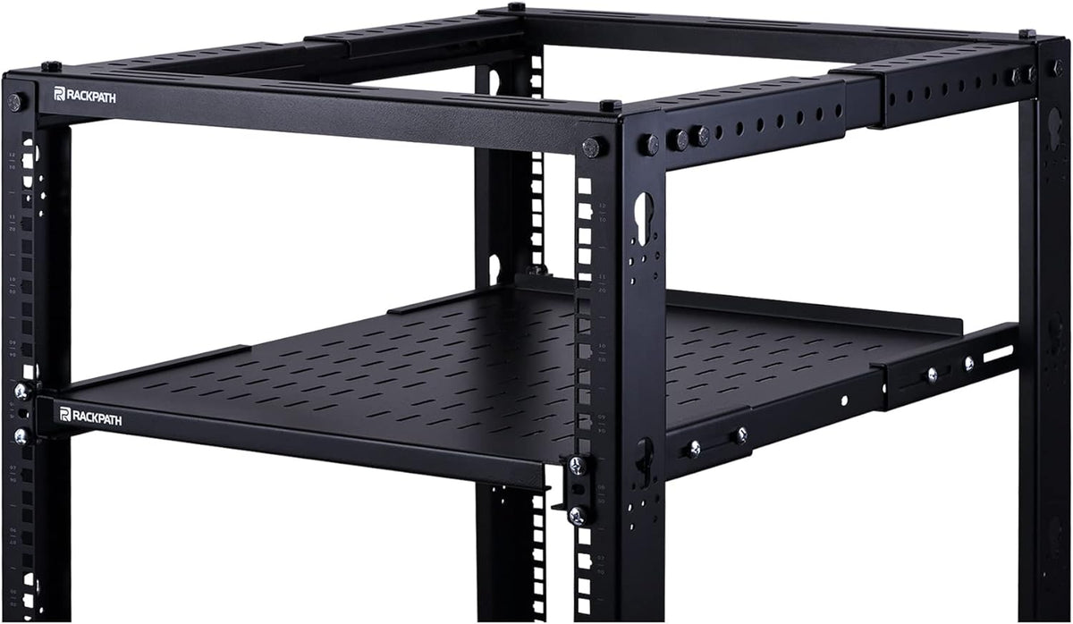 1U Adjustable Server Rack Shelf, 21.65 – 30.8 Inches, 242lbs Capacity, Pack of 2 V6543