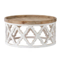 32 Inch Round Brown White Coffee Table N2546