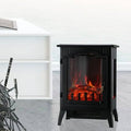 Electric Fireplace Stove with 3D Flame, Adjustable Thermostat, Metal Black 1500W W7501