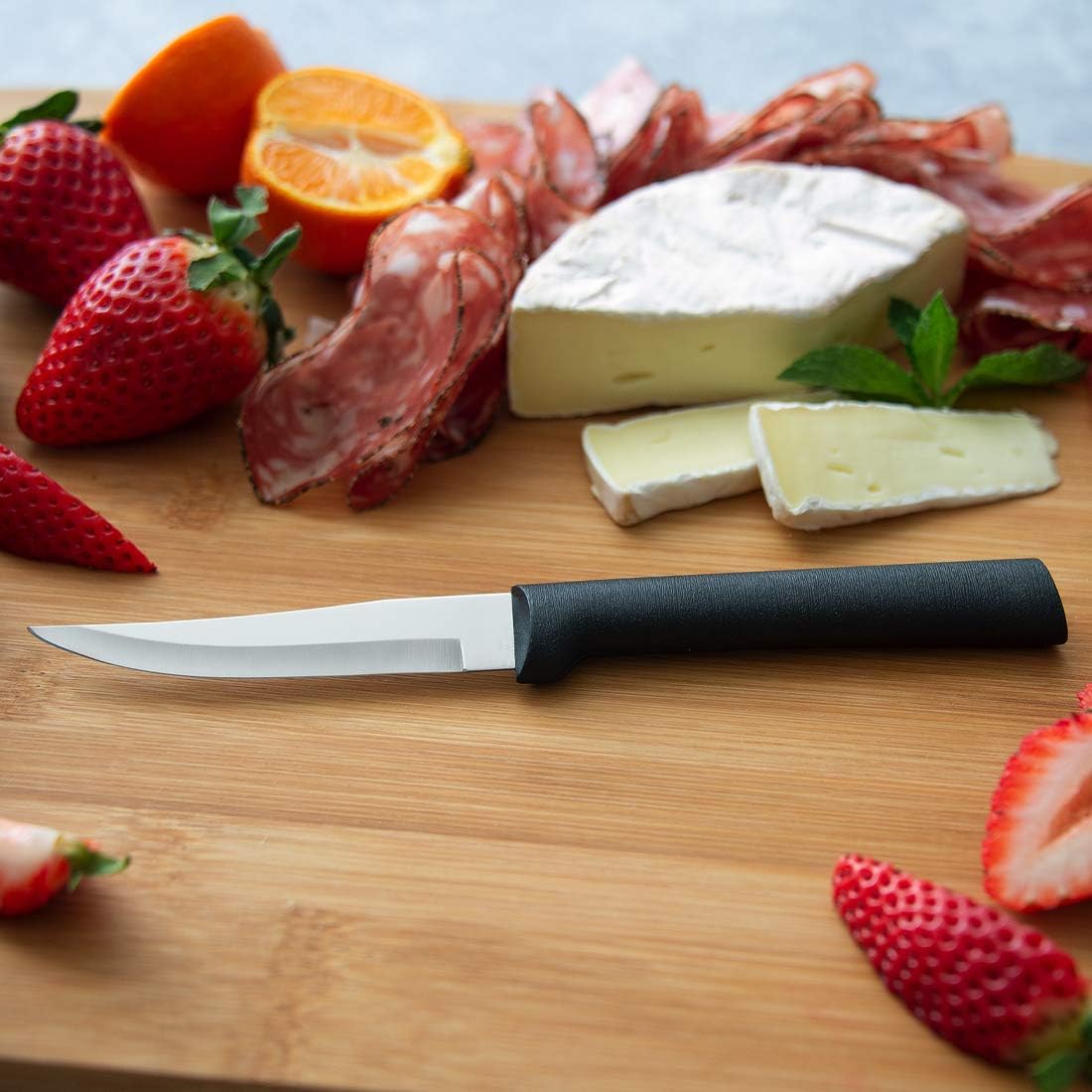 3 Pc Stainless Steel Paring Knife Set, 2.5", 3.25", Black Handle Z532559