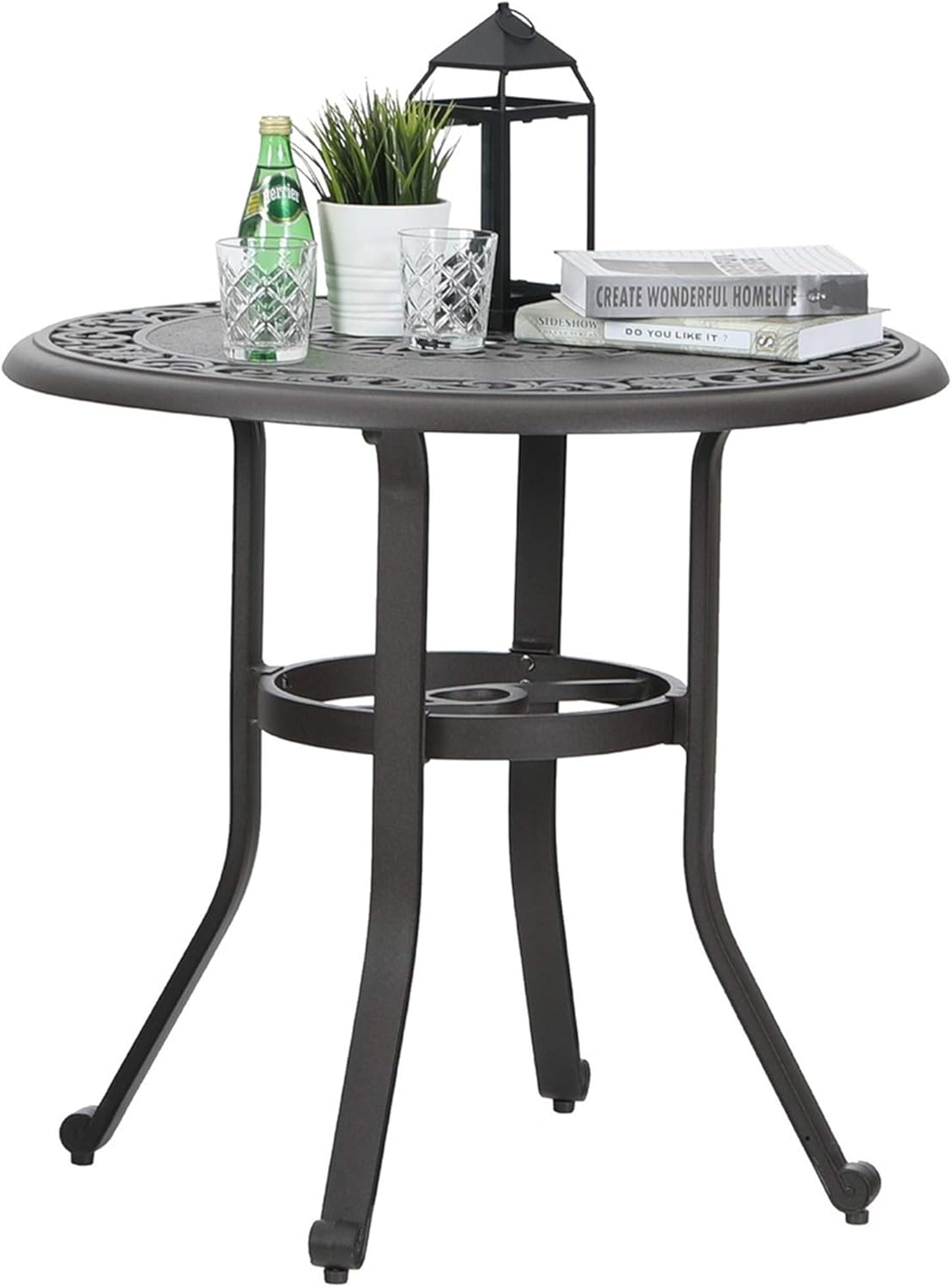 Cast Aluminium Square Patio Bar Table with Umbrella Hole Y798