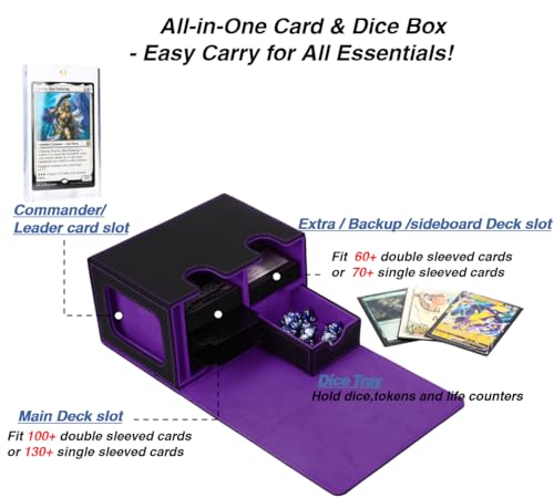 Black Green Trading Card Deck Box with Dice Tray and 2 Dividers X603982
