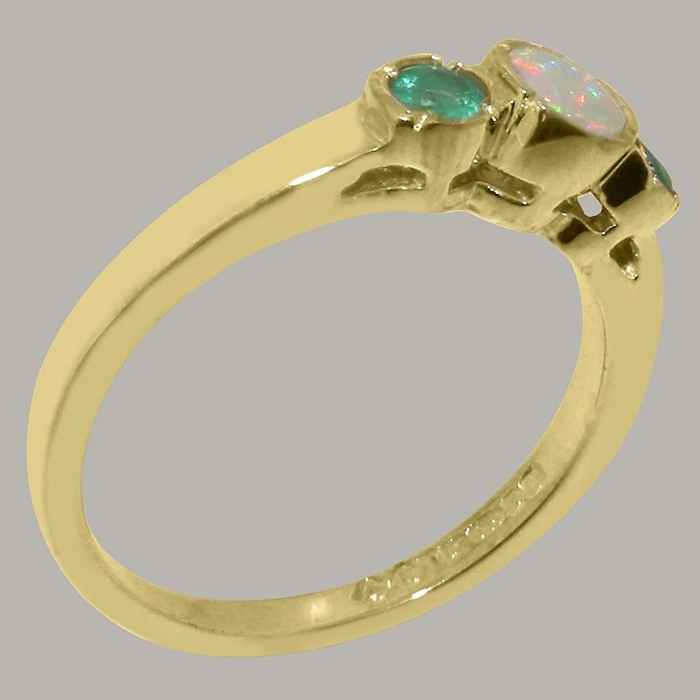 9k Yellow Gold Opal Emerald Ring J26657