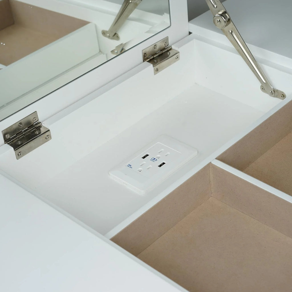 White Rectangle Writing Desk with Drawer L5519