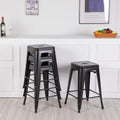 Set of 4 Backless Stackable Metal Bar Stools 24 Inches C3906
