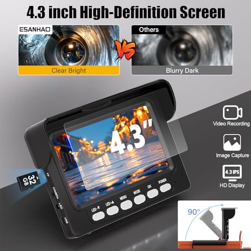 22mm 1000TVL HD Sewer Camera with 4.3" IPS Screen and 32GB Card D383185