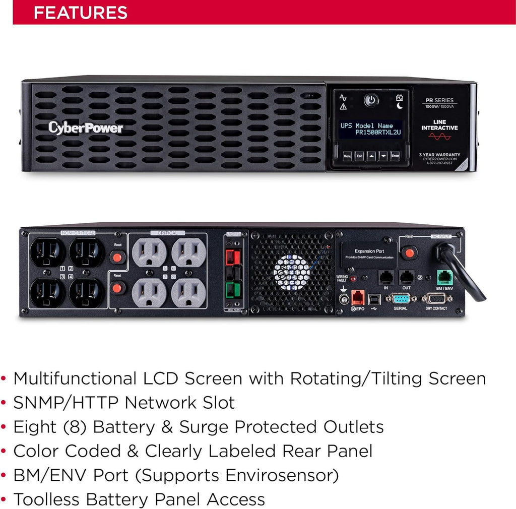 1500VA/1500W 8 Outlets 2U Rack/Tower UPS System X5941