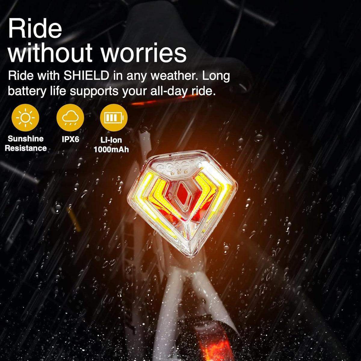 Smart Bike Tail Light with Theft Alarm and Turn Signals, IPX6 Waterproof, Pack of 2 L7590
