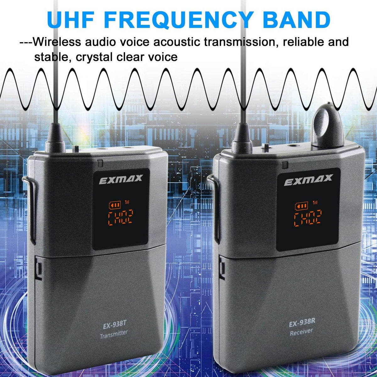 UHF Wireless Voice Audio Transmission System - 1 Transmitter & 10 Receivers R54496