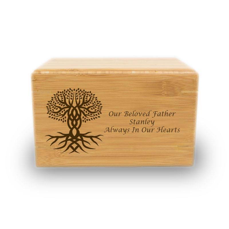 Bamboo Box Cremation Urn Large 200 Pounds Natural Brown W709