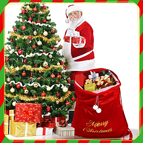Burgundy Velvet Christmas Drawstring Gift Bags J514164