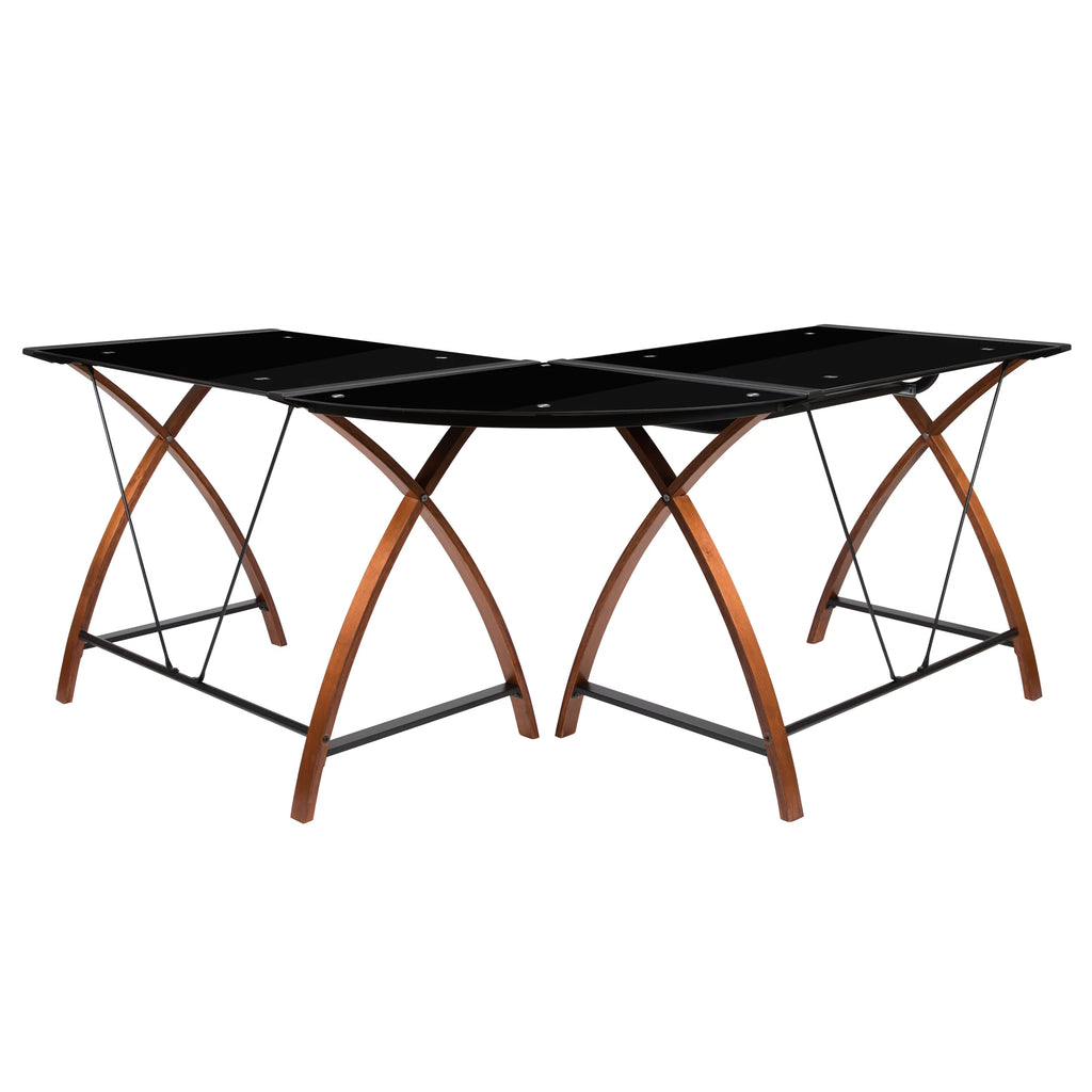 L-Shaped Gaming Desk with Keyboard Tray Y55299