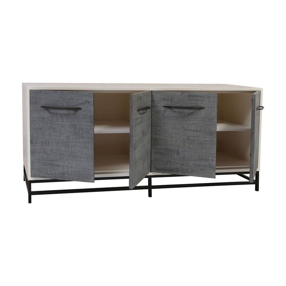 Grey Stain Four Door Drawers Buffet Table N780