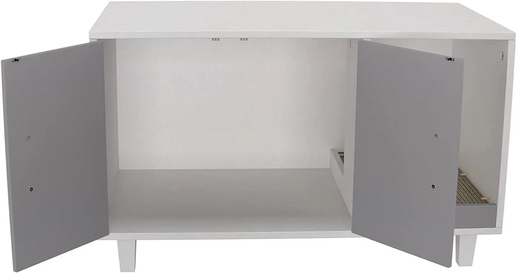 Cat Litter Box Enclosure Table Nightstand with Scratch Pad S196188
