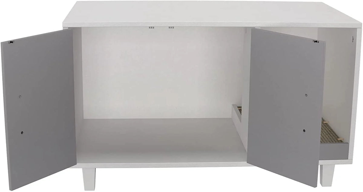 Cat Litter Box Enclosure Table Nightstand with Scratch Pad S196188