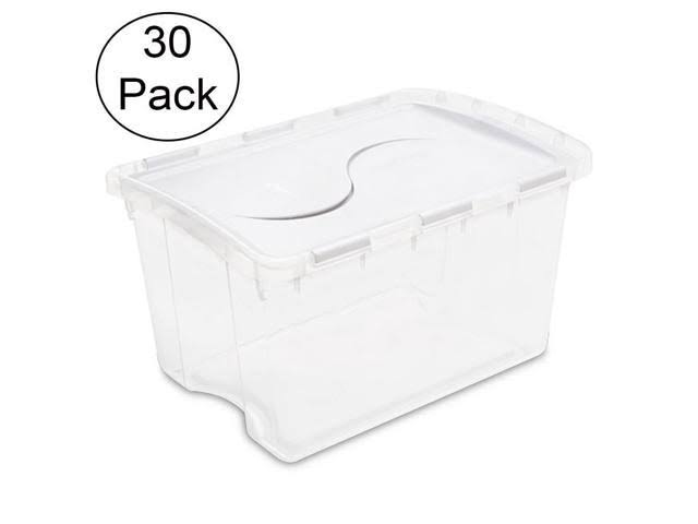 48 Quart Clear Hinged Lid Storage Box Tote (30 Pack) R64645