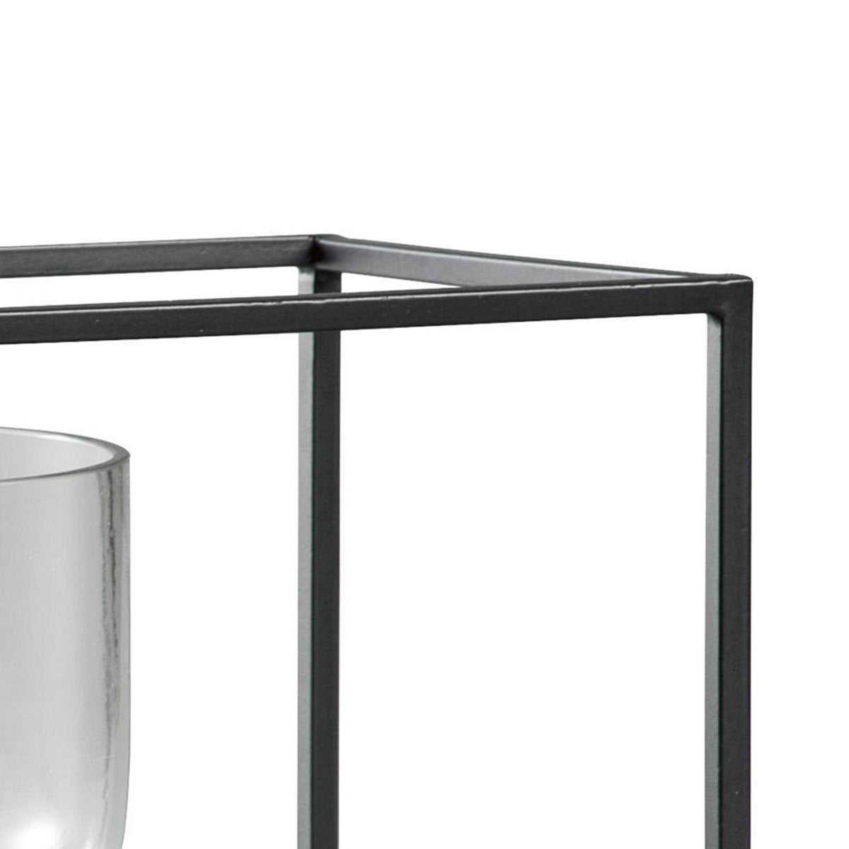 3 Glass Hurricane Candle Holders with Metal Frame, Black and Gold O847193