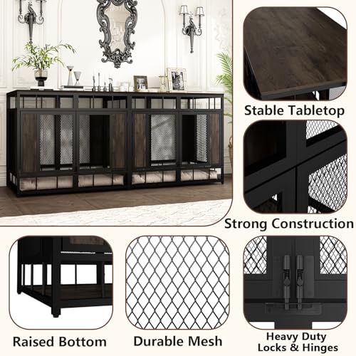 71" Heavy Duty Wood Dog Crate with Removable Divider W4876