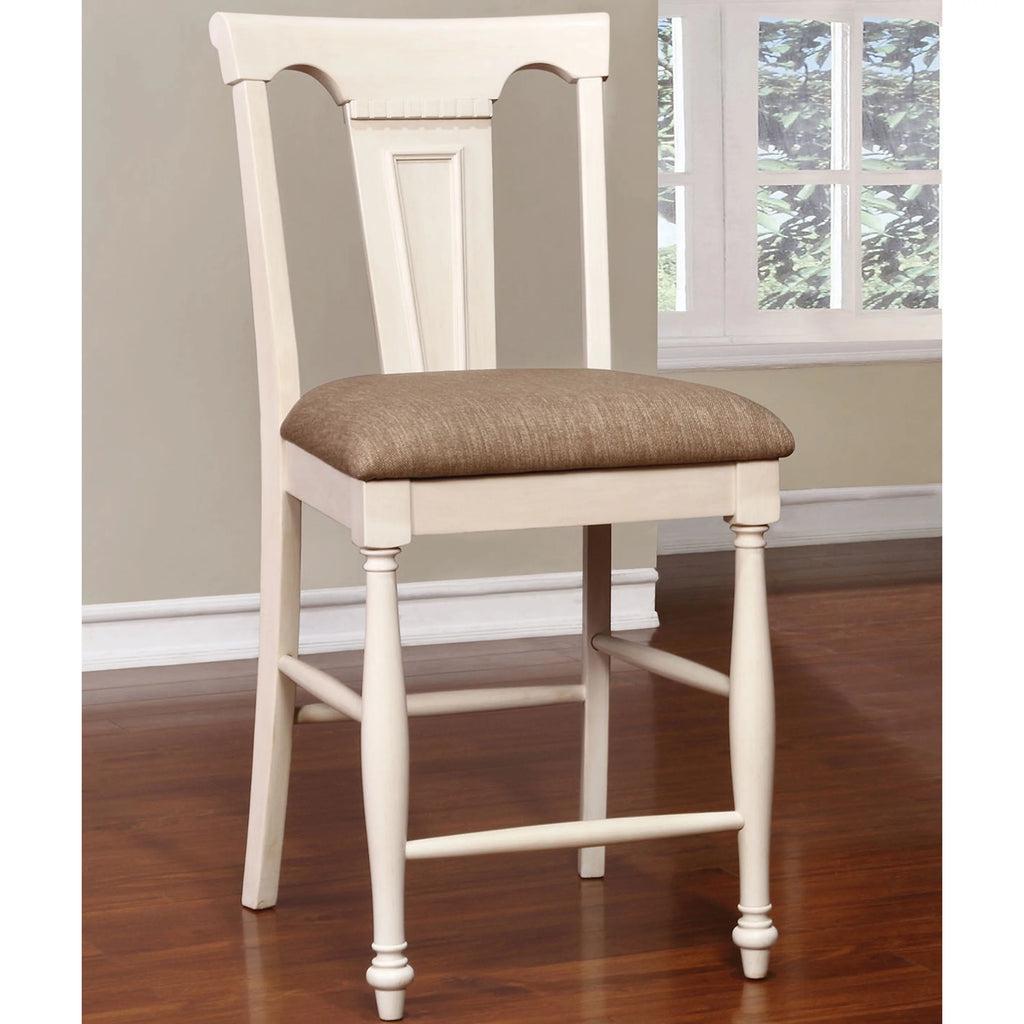 Upholstered Fabric Counter Height Dining Chairs Set of 2 White U937