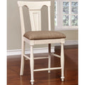Upholstered Fabric Counter Height Dining Chairs Set of 2 White U937