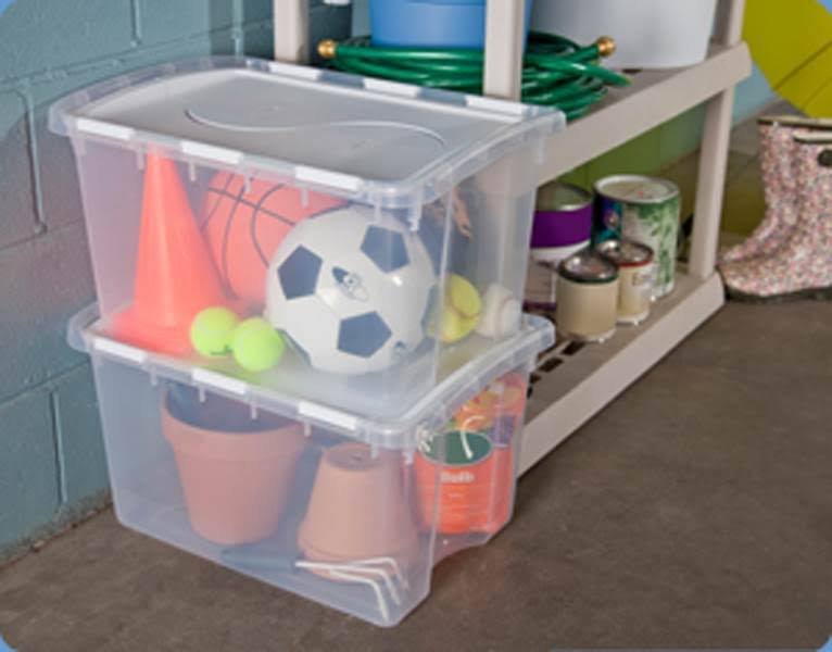48 Quart Clear Hinged Lid Storage Box Tote (30 Pack) R64645