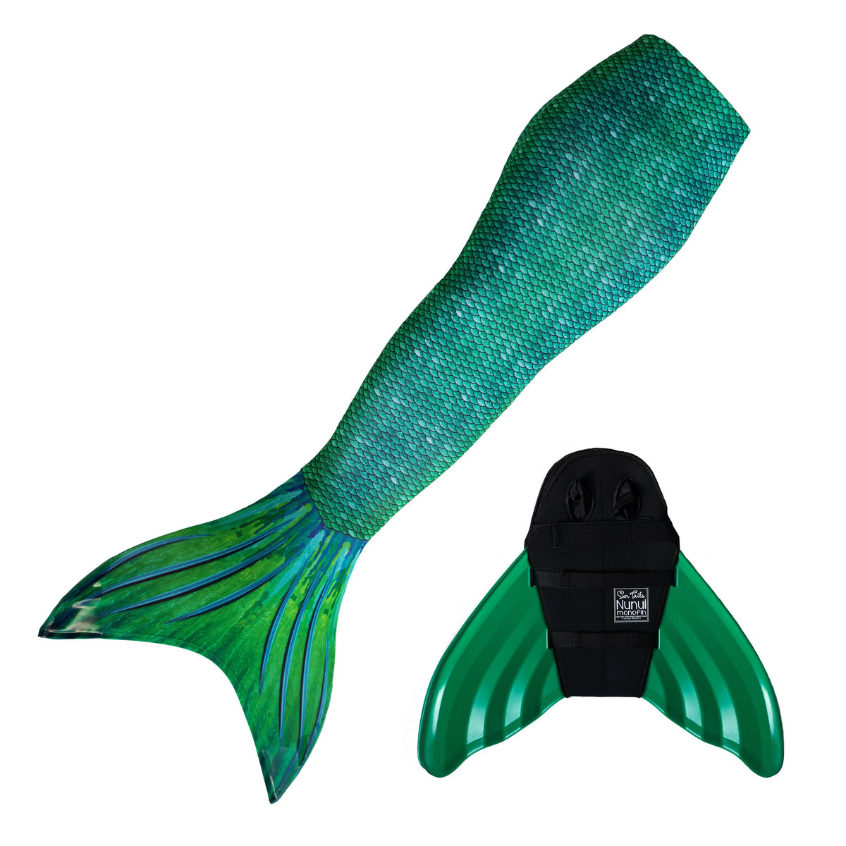Green Mermaid Tail and Monofin Swim Set Q594665