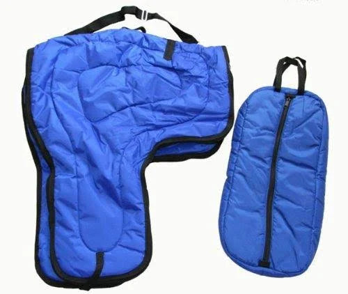 Large 420D Padded Navy Blue Western Saddle Carrier Case E687