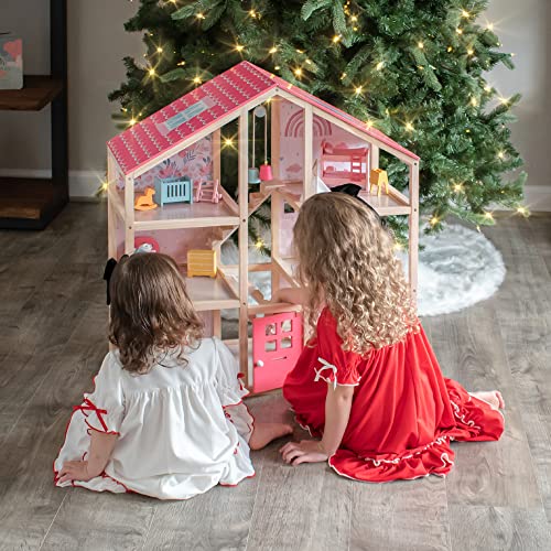 Wooden Dollhouse with 31Pcs Furniture Accessories D8240