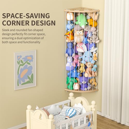 Wood Corner Stuffed Animal Storage Organizer with Star Pattern U568825