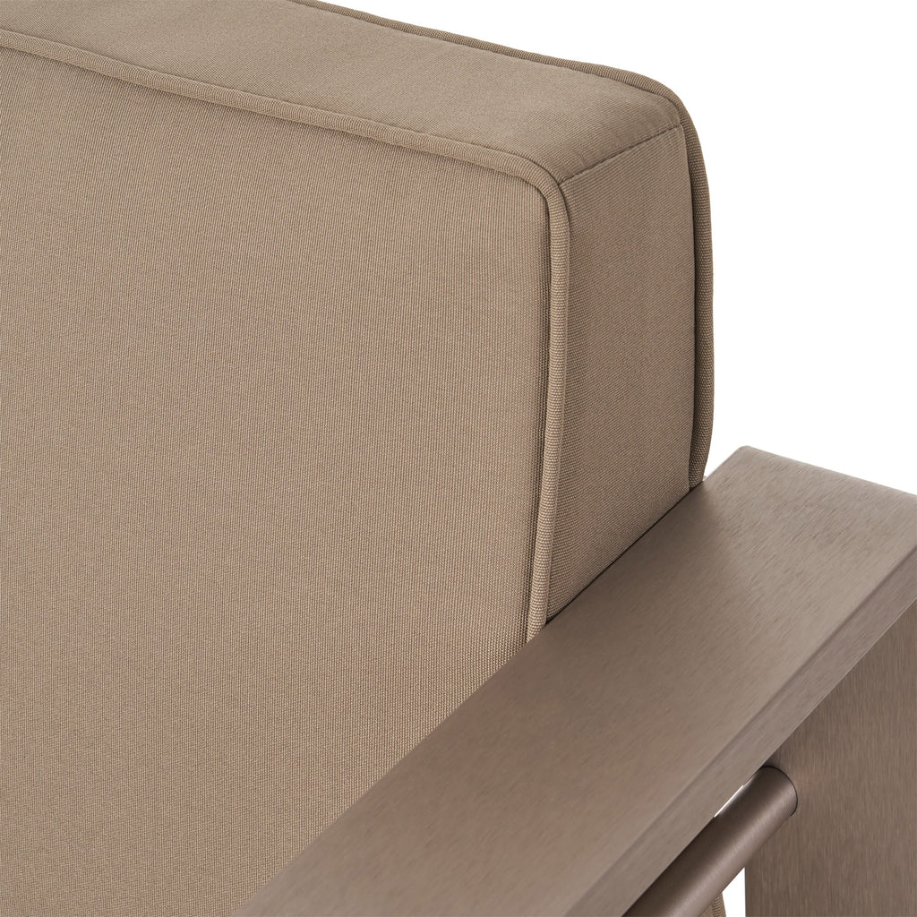 6 Seater Aluminum Sofa and Ottoman Set with Side Tables, Silver and Khaki S7846