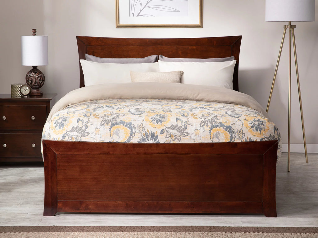 Queen Wood Platform Bed Frame with Panel Headboard & Footboard K1998