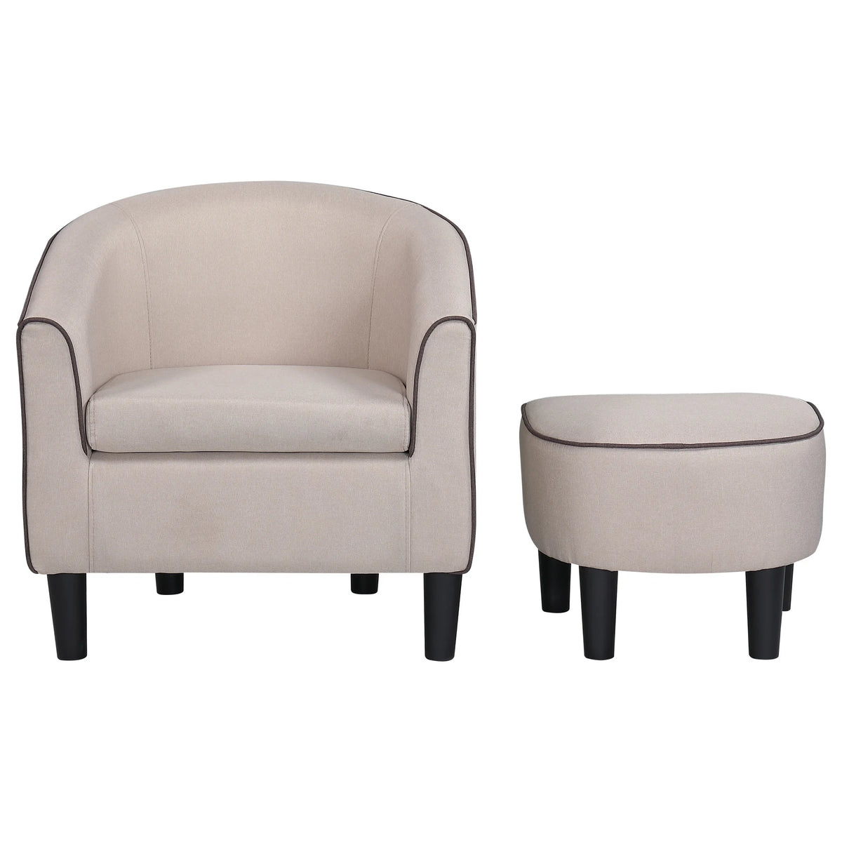 Beige Accent Chair with Ottoman R89097