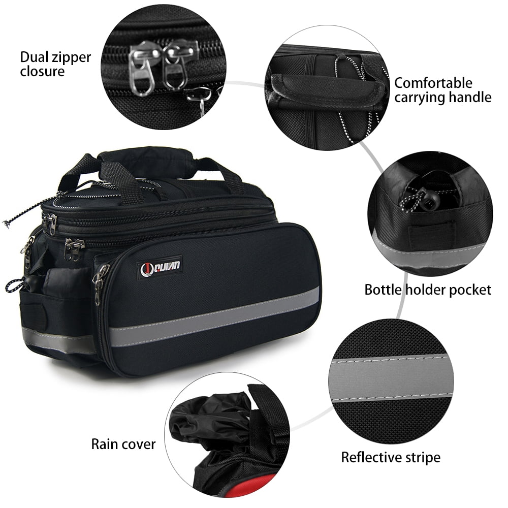 Rear Seat Bag Expandable MTB Bike Rack Bag with Rain Cover T247