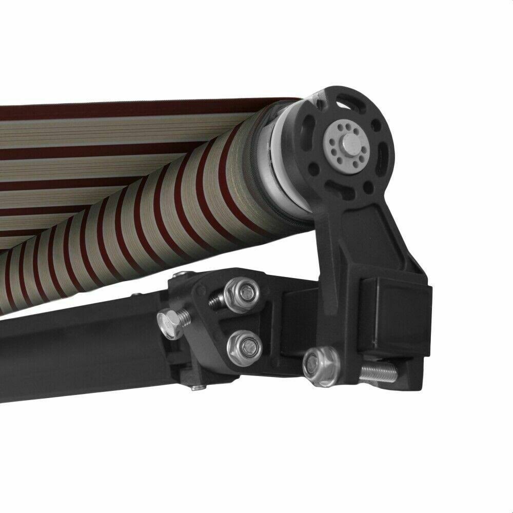 Black Frame Retractable Patio Awning 13 x 10 ft Multi Red Y65062