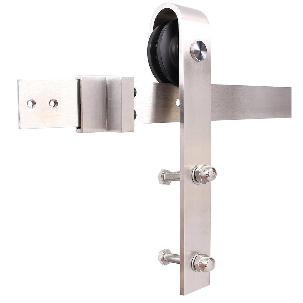 36 in. x 84 in. Gray Stained Knotty Pine Wood Interior Sliding Barn Door with Hardware Kit W7201